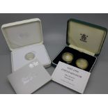 The Royal Mint, 1997-1998 UK Silver Proof £2 Two-coin Set and a The 2013 UK Silver £1 coin, 925