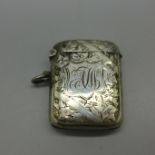 A silver vesta case, Birmingham 1900