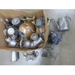 Mixed pewter and metalwares, some 19th Century **PLEASE NOTE THIS LOT IS NOT ELIGIBLE FOR POSTING