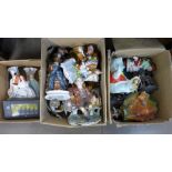 Three boxes of pottery figures, resin figures, Capodimonte style, etc. **PLEASE NOTE THIS LOT IS NOT