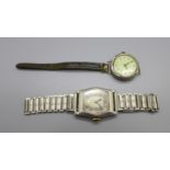 A German Laco silver cased wristwatch, London import mark for 1936, and a lady's silver wristwatch