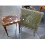 A brass fireguard and an Italian wooden musical sewing table **PLEASE NOTE THIS LOT IS NOT