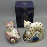 Two Royal Crown Derby paperweights - Leopard Cub, specially commissioned limited edition for