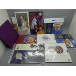 Nine Royalty commemorative £5 coins including The Royal Mint Duke of Edinburgh 90th Birthday