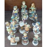 Fifteen Goebel figures, seven a/f