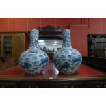 A pair of large Chinese blue and white porcelain vases