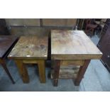 A pine kitchen island and another