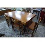 A White & Newton teak extending dining table and six chairs