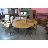 A G-Plan Fresco teak extending dining table and six chairs