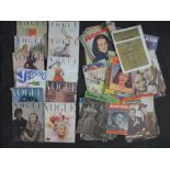 Fourteen vintage Vogue magazines, sixteen Home and Women's magazines and Picturegoer magazine