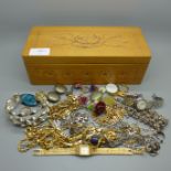 A case of vintage costume jewellery