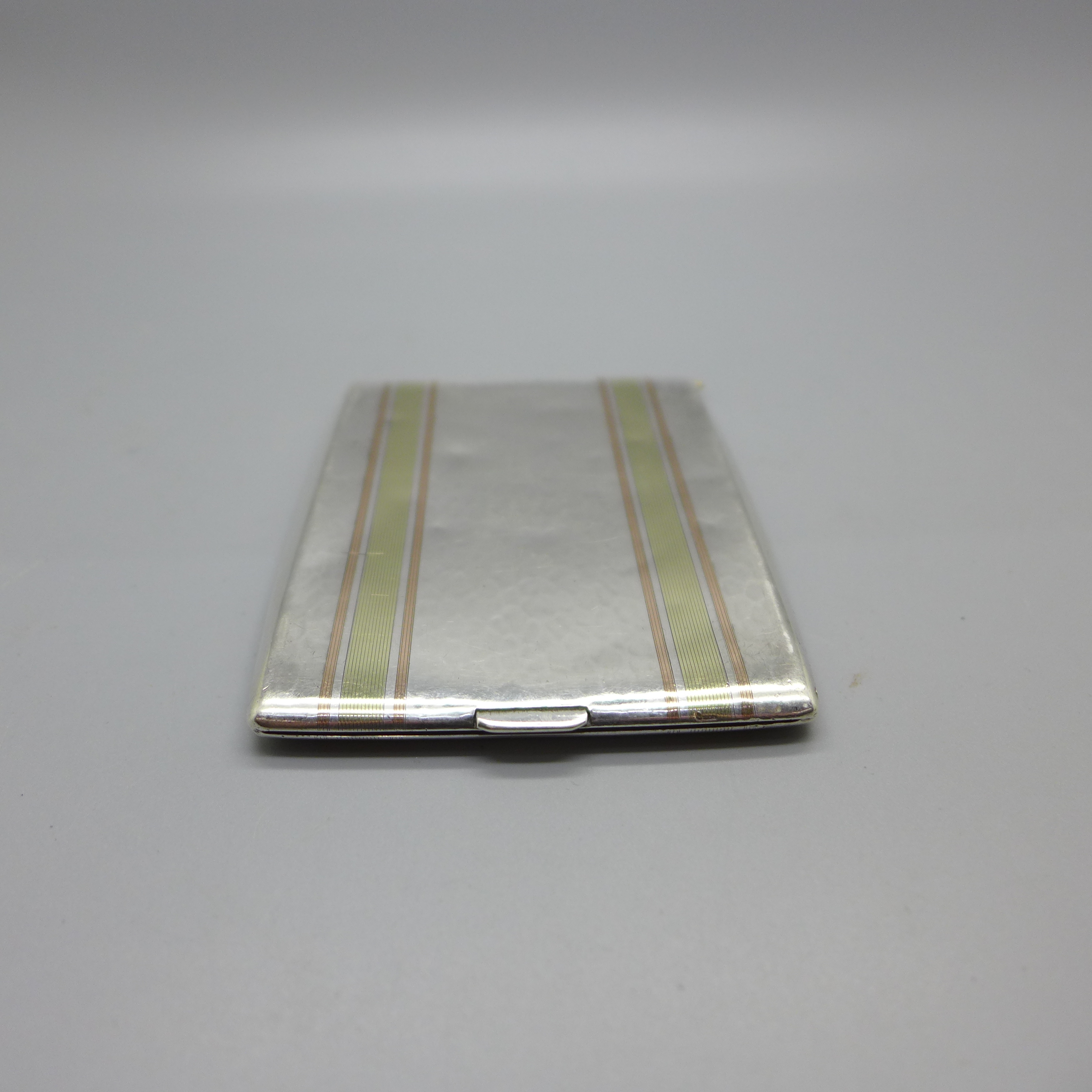 A silver card case with initials and 14ct gold detail, marked 14ct gold & sterling, also marked - Image 3 of 5