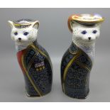 A pair of Royal Crown Derby Paperweights from the Royal Cats Collection, Pearly King Mile End and