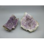 Two amethyst geodes