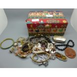 A case of vintage costume jewellery