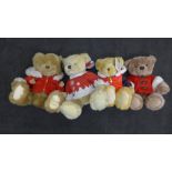 Four Harrods Christmas Teddy bears, 2007, 2008, 2013 and 2017