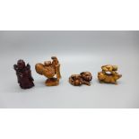 Four carved netsuke