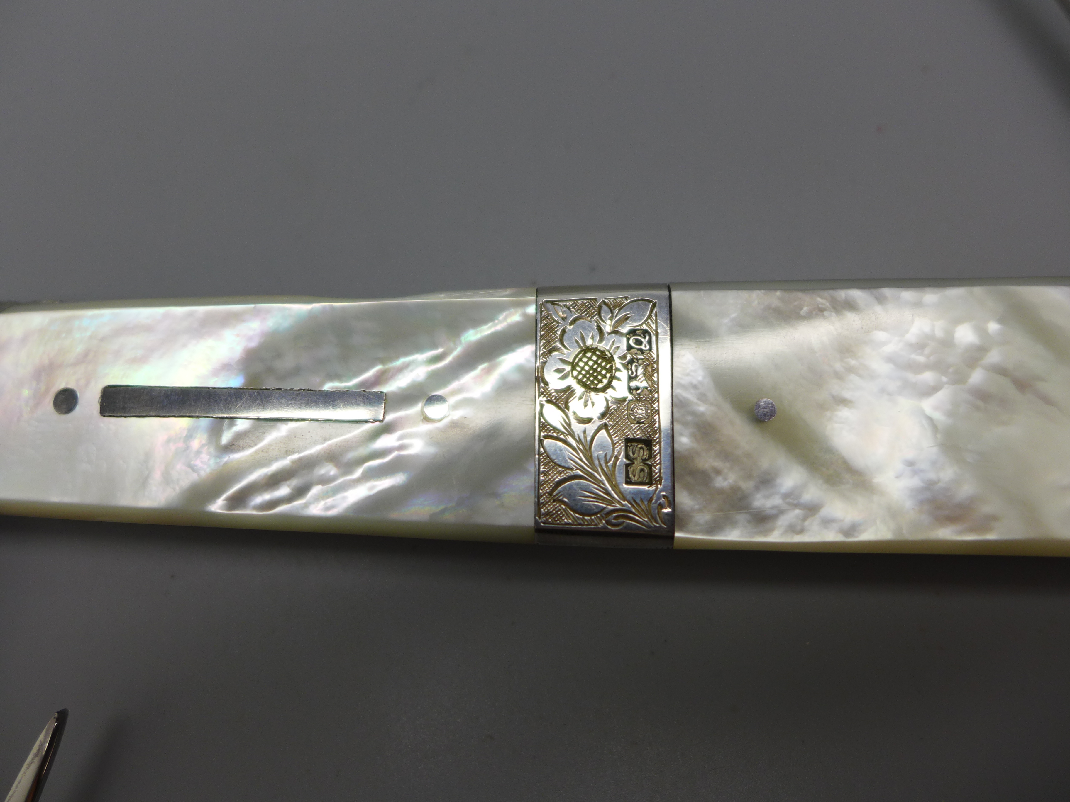 A Stan Shaw ceremonial silver mounted and mother of pearl 7" pocket knife, Sheffield 1990 - Image 2 of 12