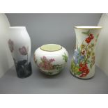 Two Wedgwood vases and a Royal Copenhagen vase