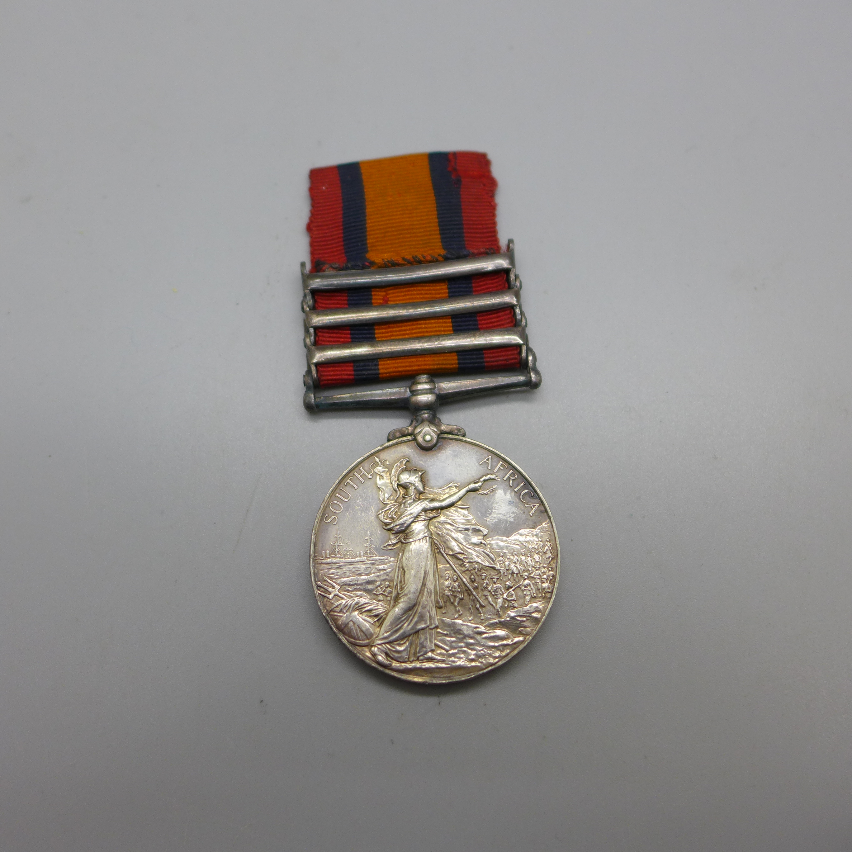 A Queen's South Africa medal with three clasps, to 3117 Pte. W. Rogers, Munster Fus., re-named - Image 2 of 3