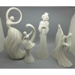 A collection of four Blanc de Chine figures