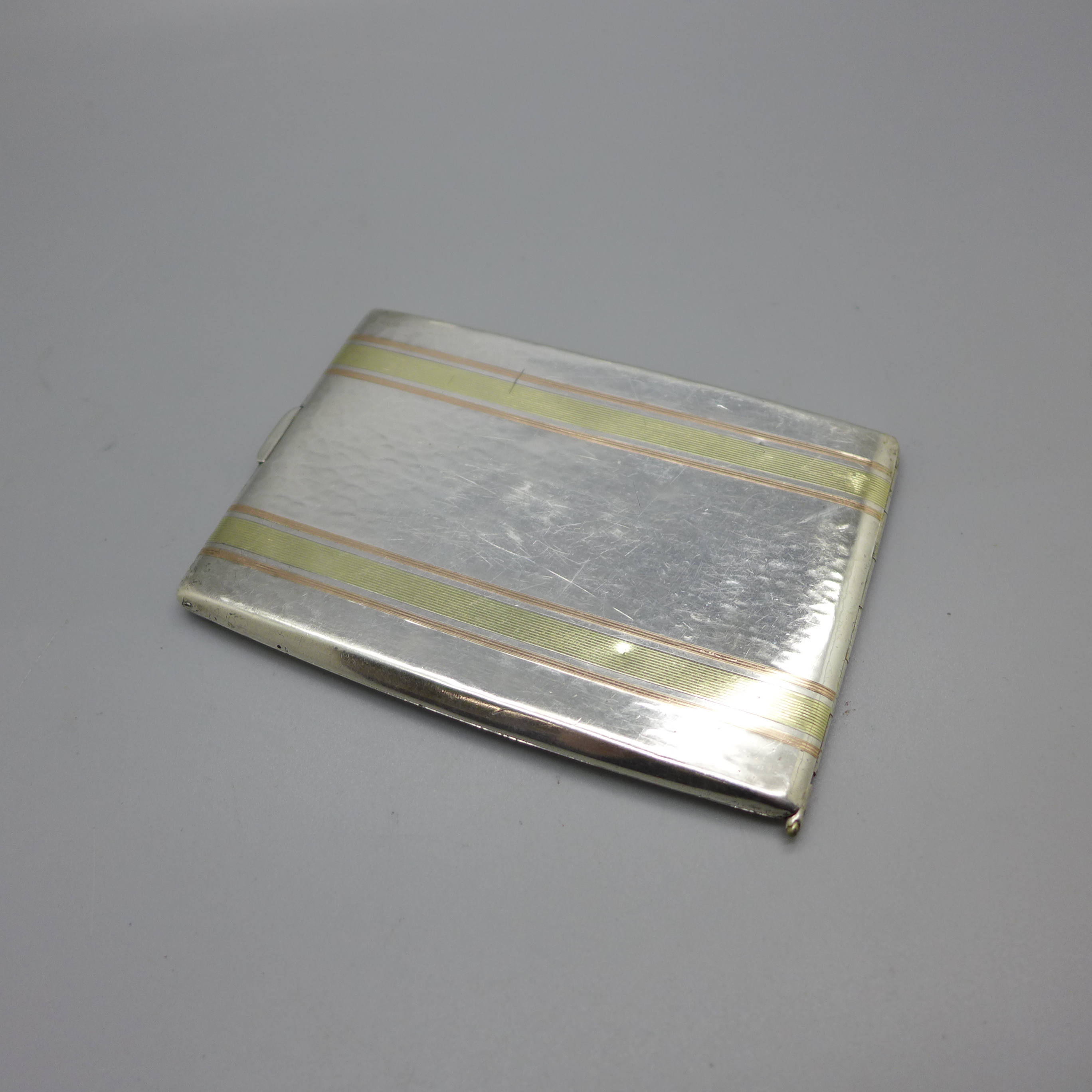 A silver card case with initials and 14ct gold detail, marked 14ct gold & sterling, also marked - Image 2 of 5