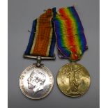 A pair of WWI medals, to 159845 Pte. H. Madders, Labour Corps