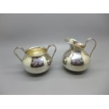 A sterling silver sugar pot and cream jug, International Sterling Co., USA, 160g