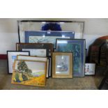 Assorted paintings and prints