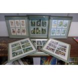 Six sets of original postcards; children and pets, framed