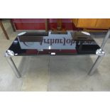 An Italian chrome and smoked glass rectangular coffee table