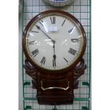 A Regency mahogany and brass inlaid convex fusee wall clock