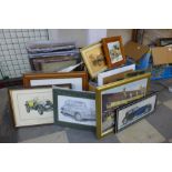 A large quantity of automotive prints, other prints, etc.