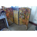 A four panel folding scrap screen