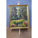 C.K.N. Bardsley (Bishop of Coventry), Sunlight & Shadow, oil on board, framed and an artist's easel