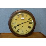 A Victorian beech circular wall clock