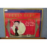 A Betty Boop advertising print, framed