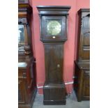 A George III oak 30-hour longcase clock, the single hand brass movement signed Hardwick, Ridgmount