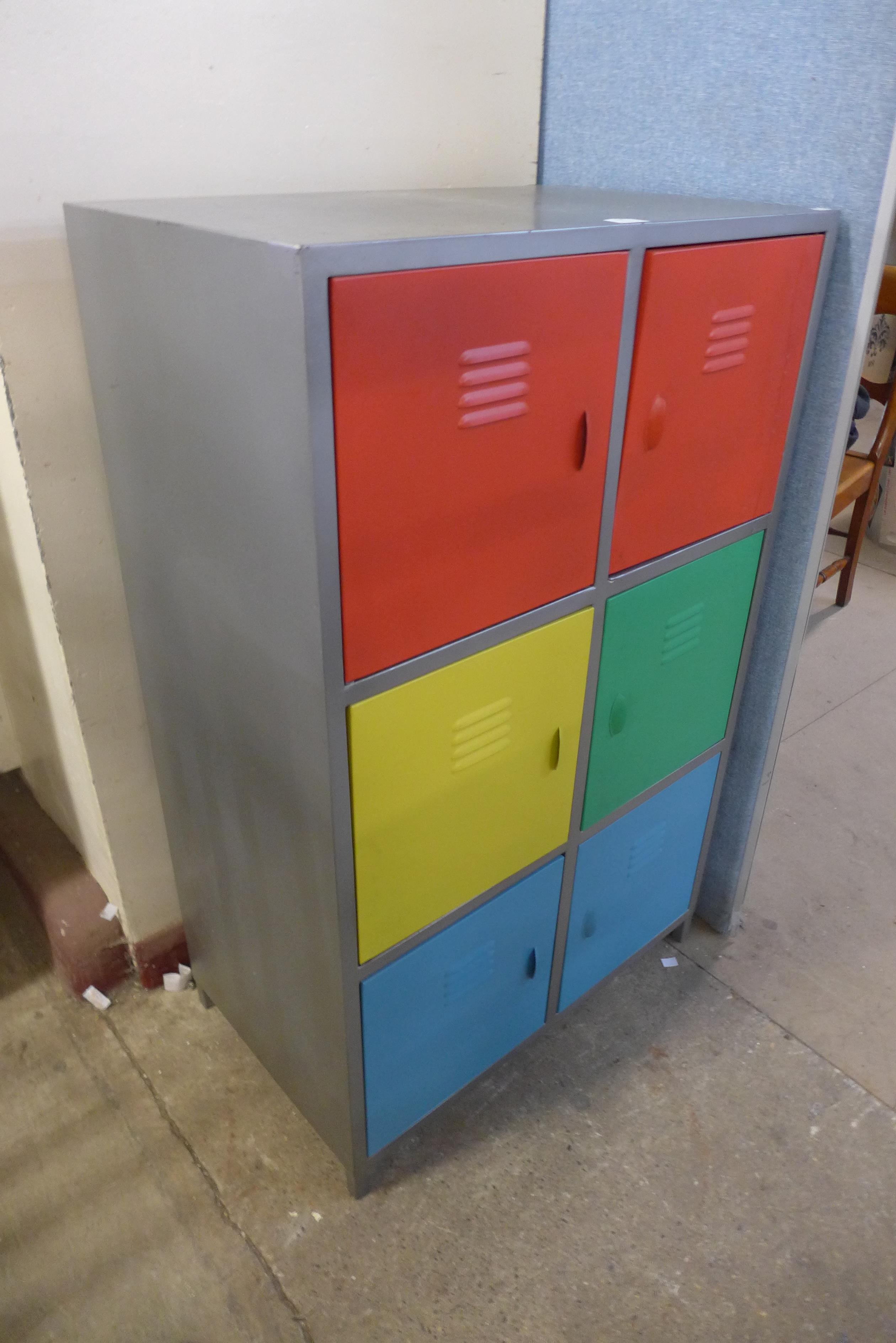 A painted metal locker