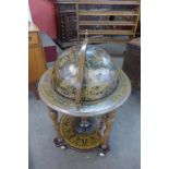 A terrestrial globe cocktail cabinet/trolley