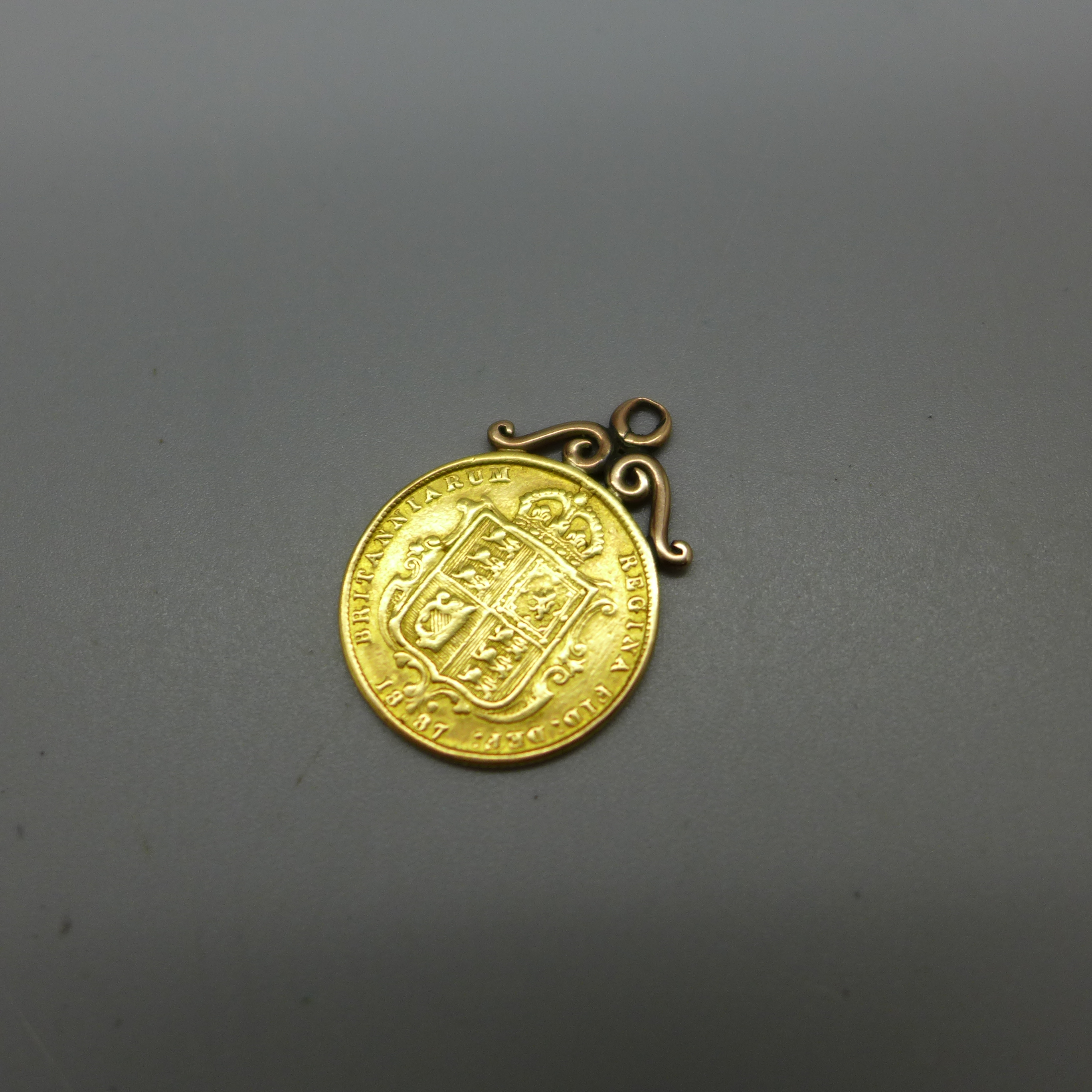 A Victorian 1887 half sovereign with pendant mount, Melbourne Mint, total weight 4.3g - Image 2 of 2