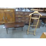 A beech gentleman's valet stand and a teak cutlery table