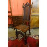 A 17th Century Charles II carved walnut side chair