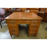 A Victorian pitch pine double sided architects or draughtsmans desk