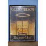 A Glenfiddich whisky advertising pub sign