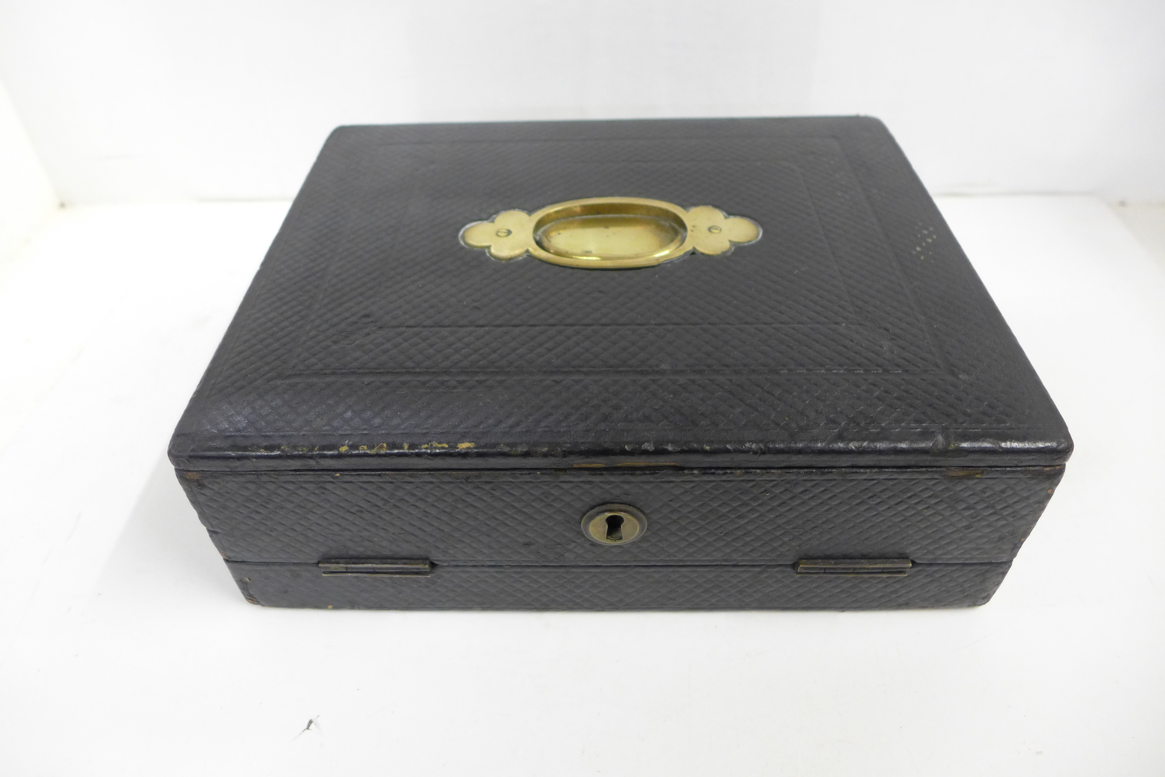 A Victorian 19th Century leather covered writing box