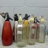 Seven siphons including three glass Schweppes **PLEASE NOTE THIS LOT IS NOT ELIGIBLE FOR POSTING AND