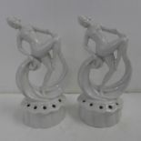 A pair of German porcelain hat pin stands, circa 1920's, 20.5cm