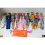 A collection of Barbie dolls, Ken, Sindy and Paul, (9 in total, 5 male, 4 female)