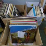 A collection of jazz LP records including Jelly Roll Morton, Pasedena Roof Orchestra and Ella